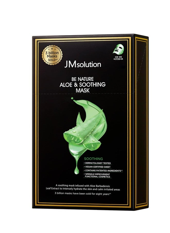 JMsolution Be Nature Aloe & Soothing Sheet Mask – Calming Hydration with Aloe Vera Extract, Vegan Certified & Dermatologist Tested, 24ml x 10 Sheets - Image 1
